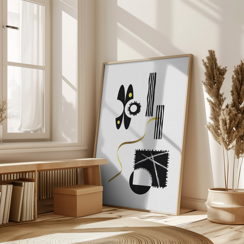 Black & White Abstract No. 3 | gold Poster